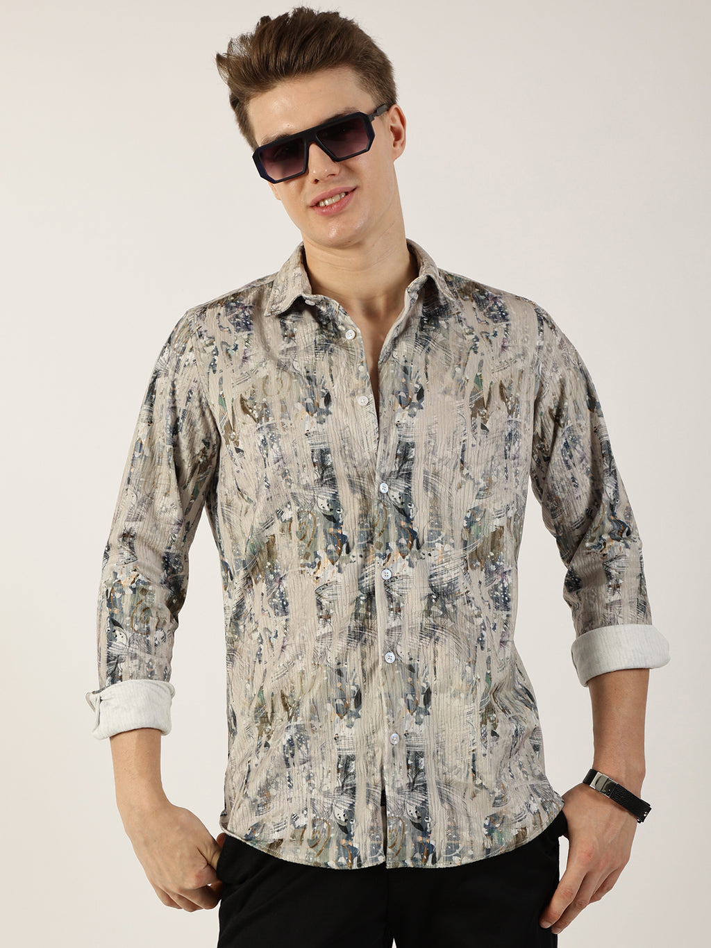 Thomas Scott Men Pista Premium Abstract Printed Casual Shirt