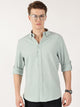 Thomas Scott Men Olive Slim Fit Long Sleeves Button-Down Collar Polyester Casual Shirt