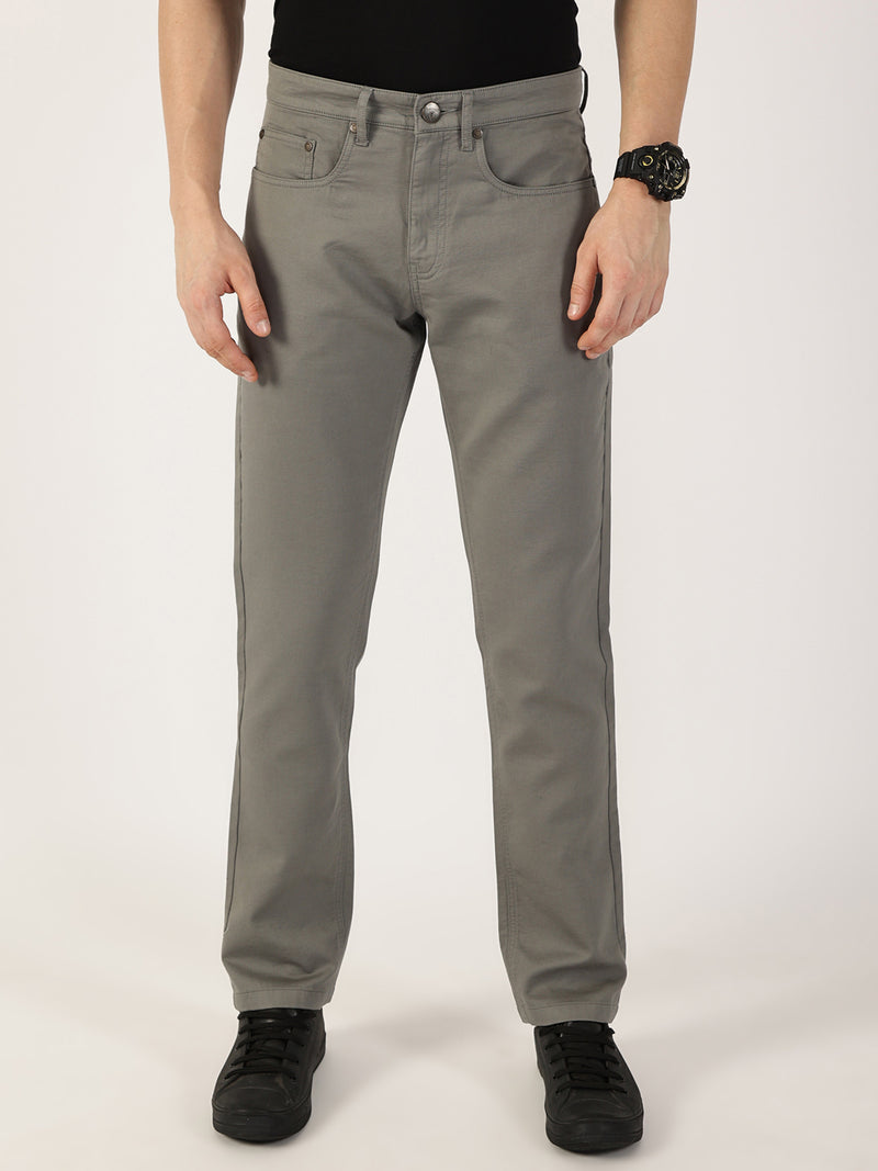 Thomas Scott Men Dark Grey Smart Regular Fit Chinos Trousers