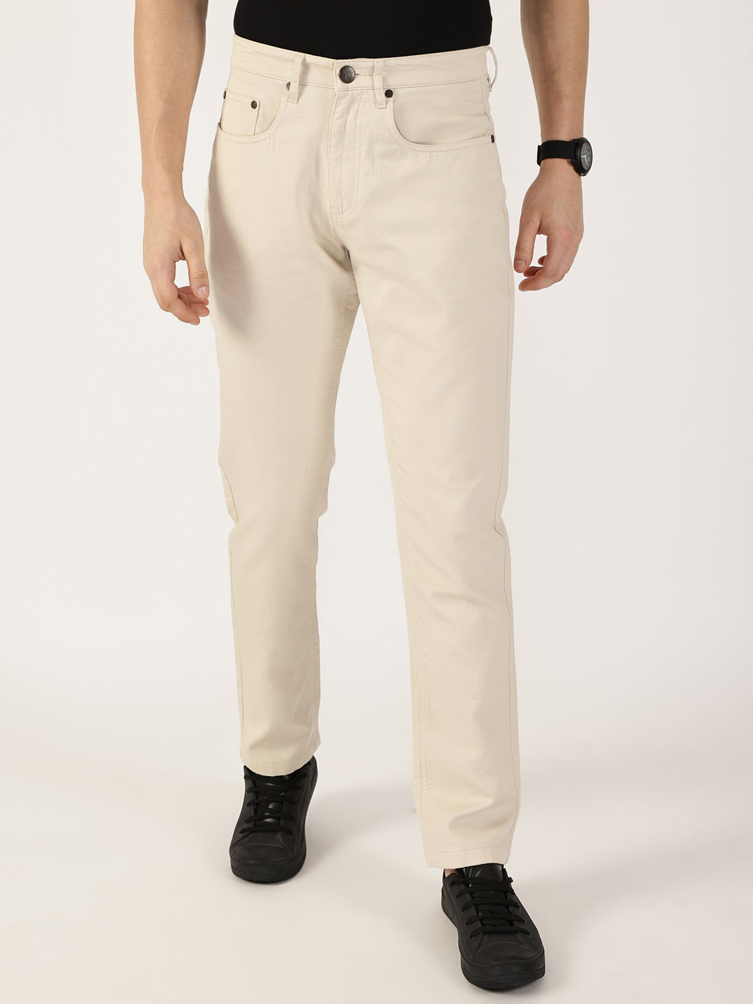 Thomas Scott Men Fawn Smart Regular Fit Chinos Trousers