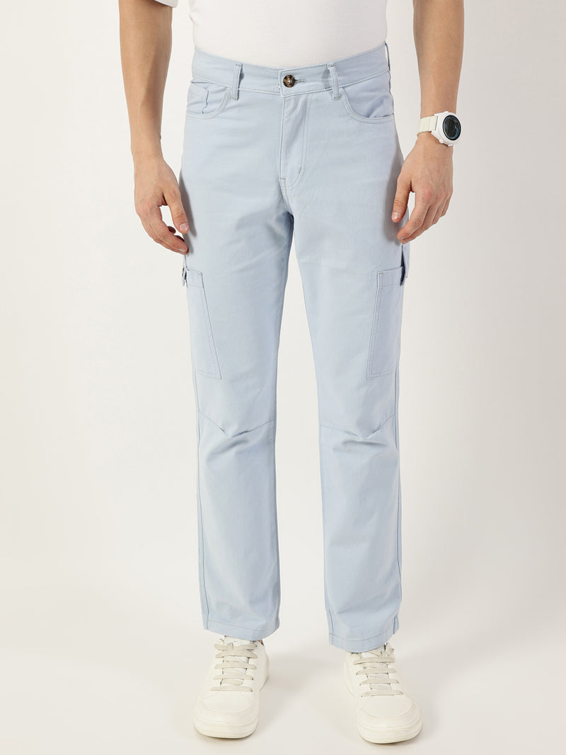 Thomas Scott Men Blue Smart Slim Fit Cargo Trousers