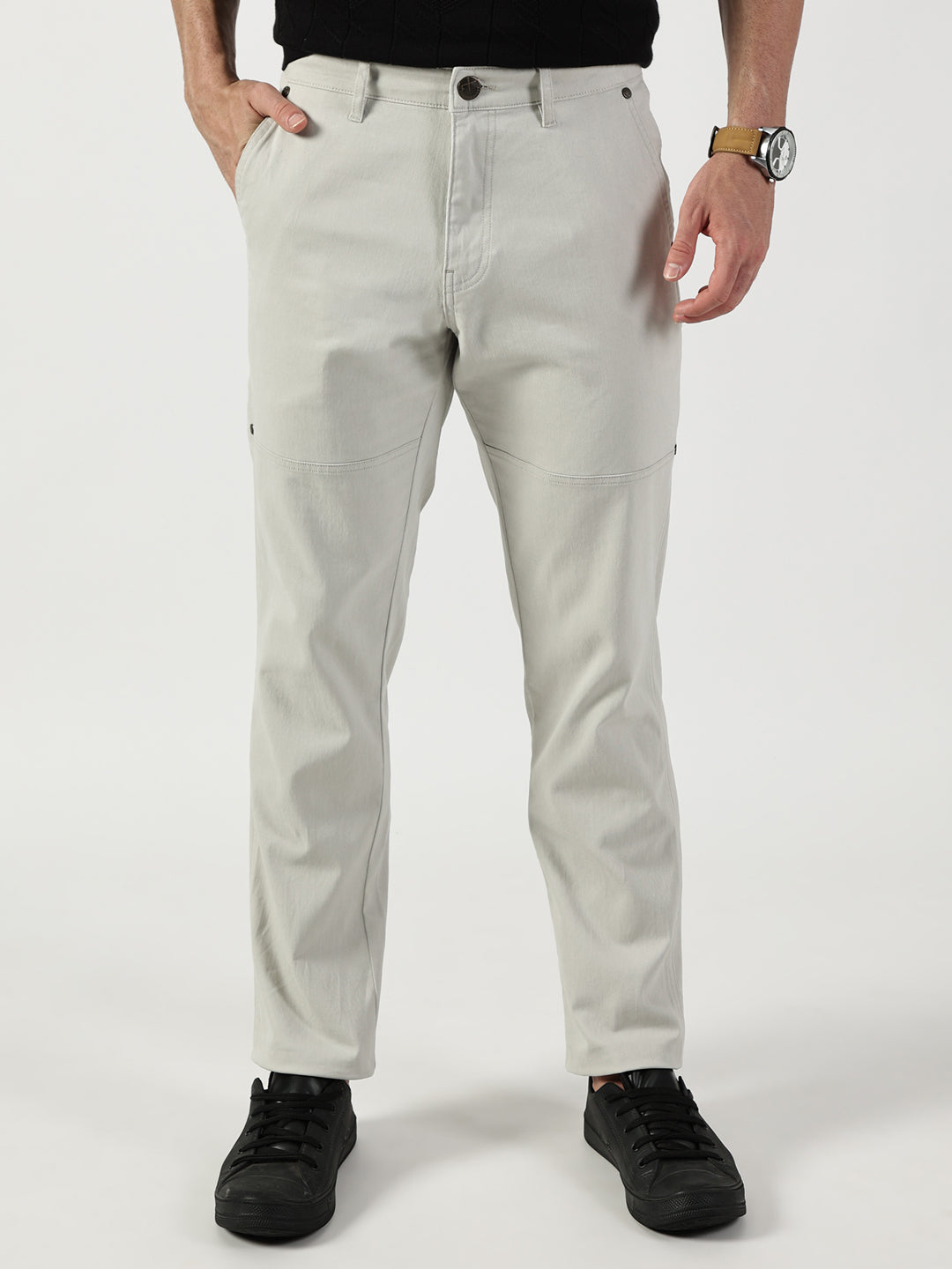 Grey Smart Regular Fit Chino Trousers