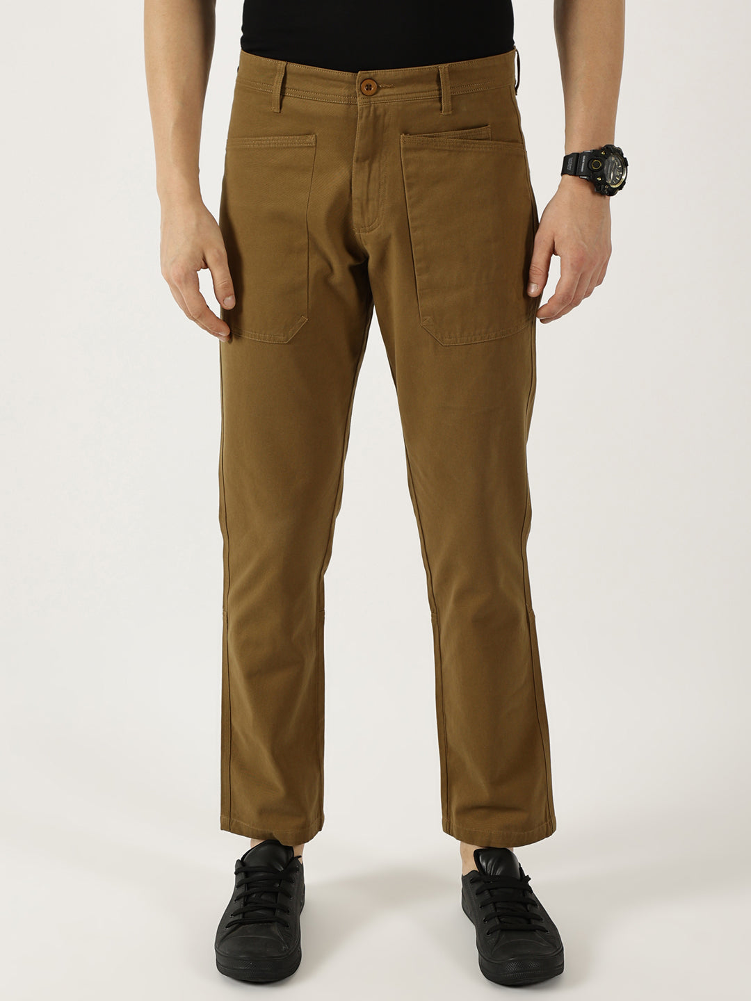 Thomas Scott Men Brown Mid-Rise Straight Fit Woven Trousers