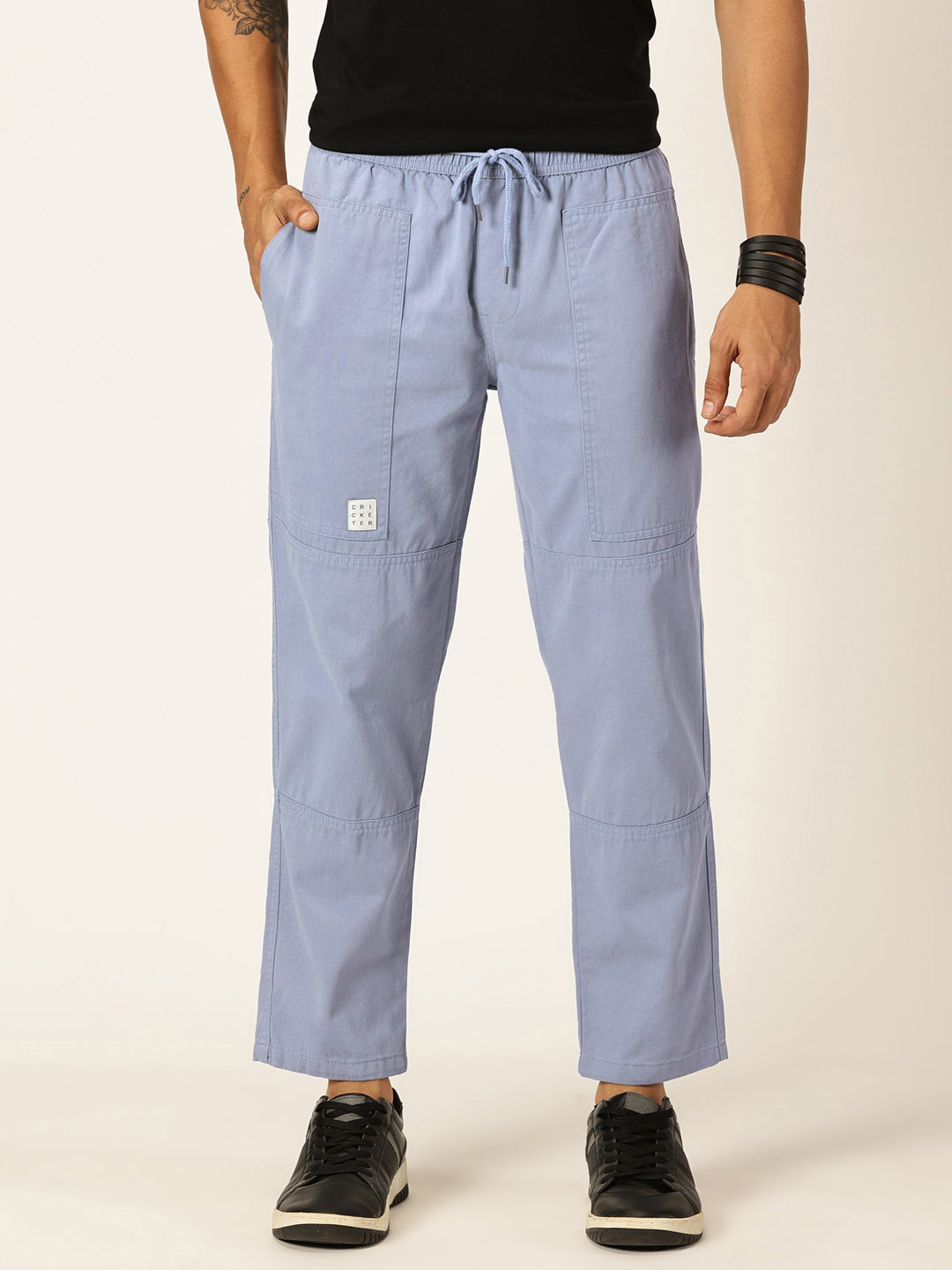 Thomas Scott Men Relaxed Loose Fit Mid-Rise Pure Cotton Easy Wash Trousers