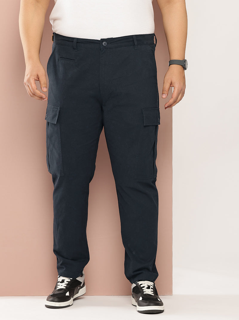 Thomas Scott Men Plus Size Smart Easy Wash Pure Cotton Cargos Trousers