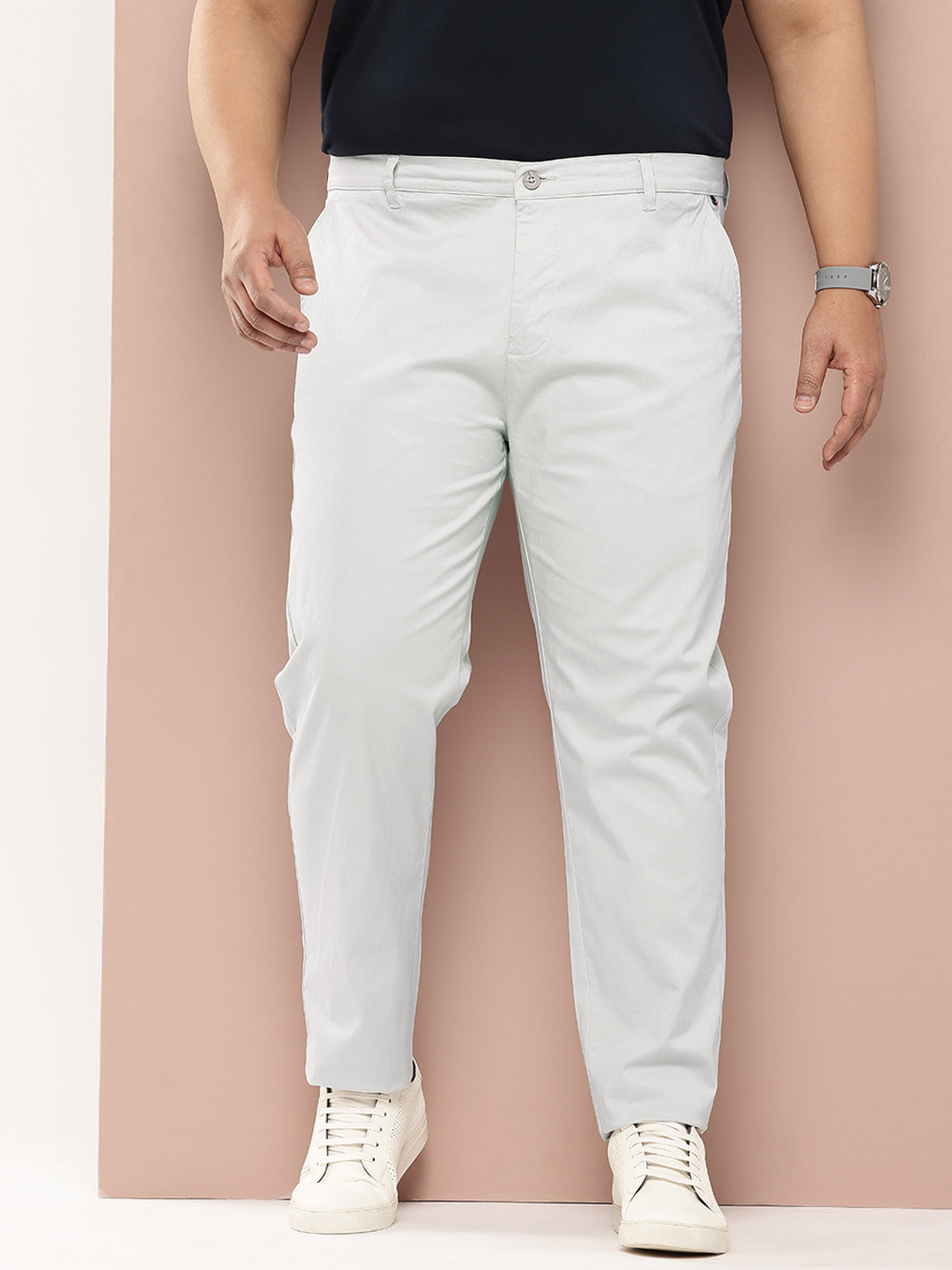 Thomas Scott Men Plus Size Smart Easy Wash Pure Cotton Chinos Trousers