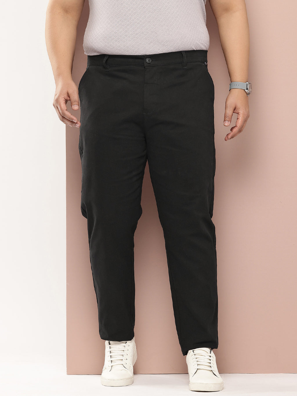 Thomas Scott Men Plus Size Smart Easy Wash Pure Cotton Chinos Trousers