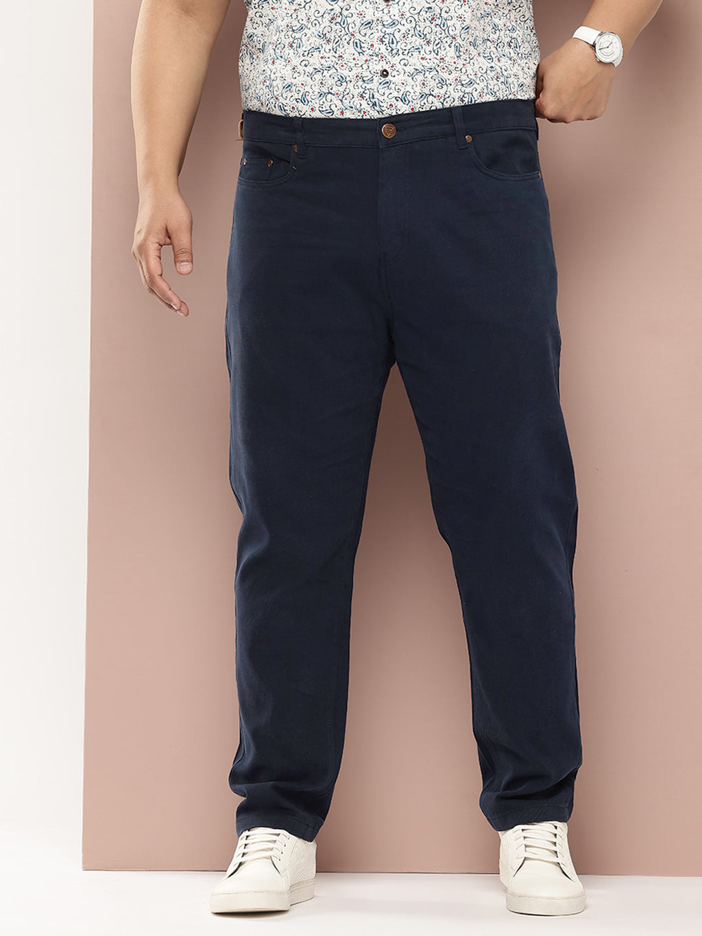 Thomas Scott Men Plus Size Smart Easy Wash Pure Cotton Chinos Trousers