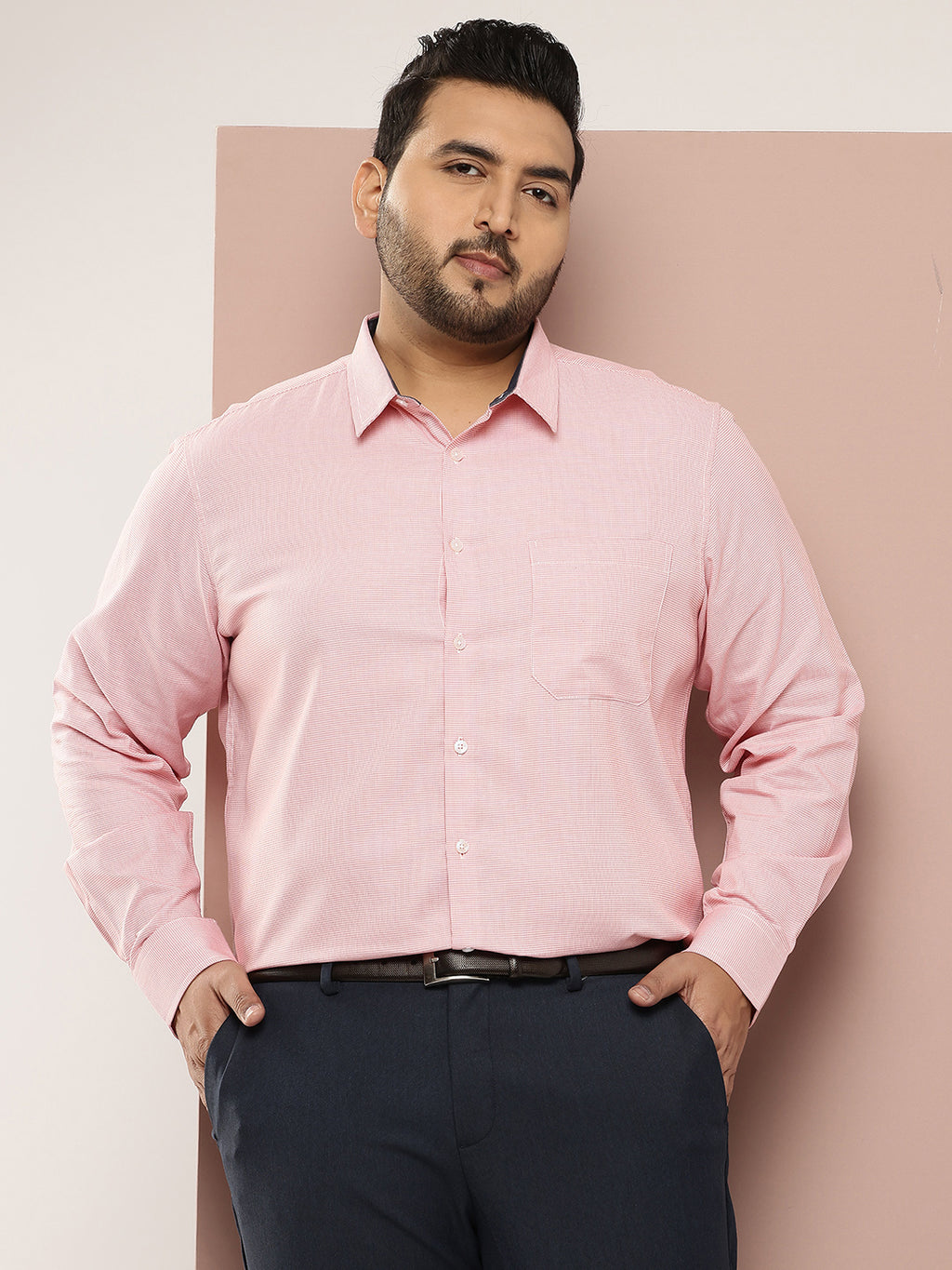 Thomas Scott Men Red Plus Size Regular Fit Long Sleeves Micro Ditsy Printed Formal Shirt