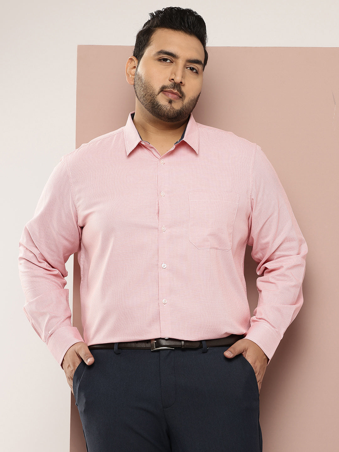 Thomas Scott Men Red Plus Size Regular Fit Long Sleeves Micro Ditsy Printed Formal Shirt