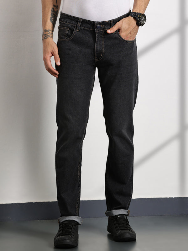 DarkGrey Slim Fit Mid-Rise Clean Look Non stretchable Jeans
