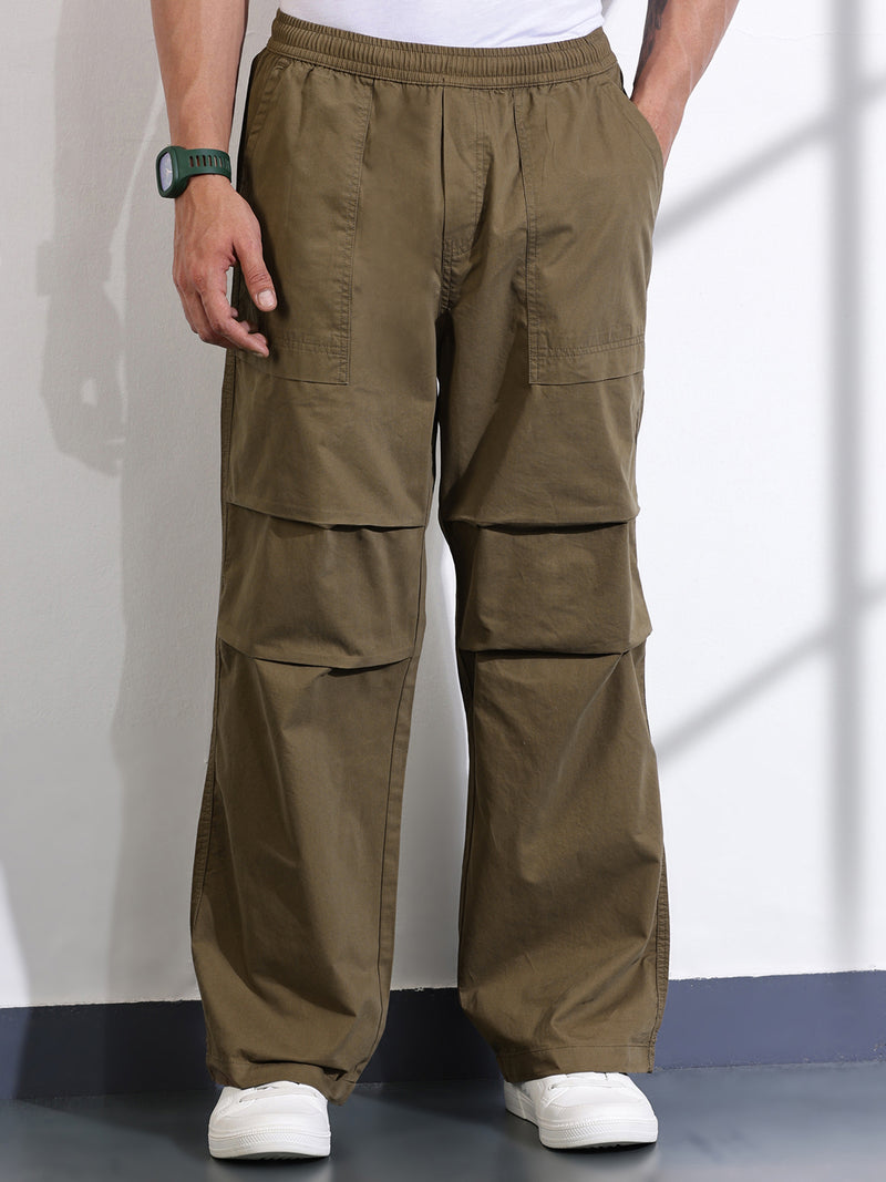 Thomas Scott Men Brown Cotton Mid-Rise Smart Cargo Trouser