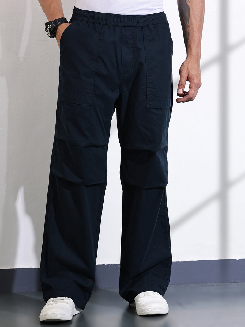 Thomas Scott Men Navy Cotton Smart Cargo Trouser