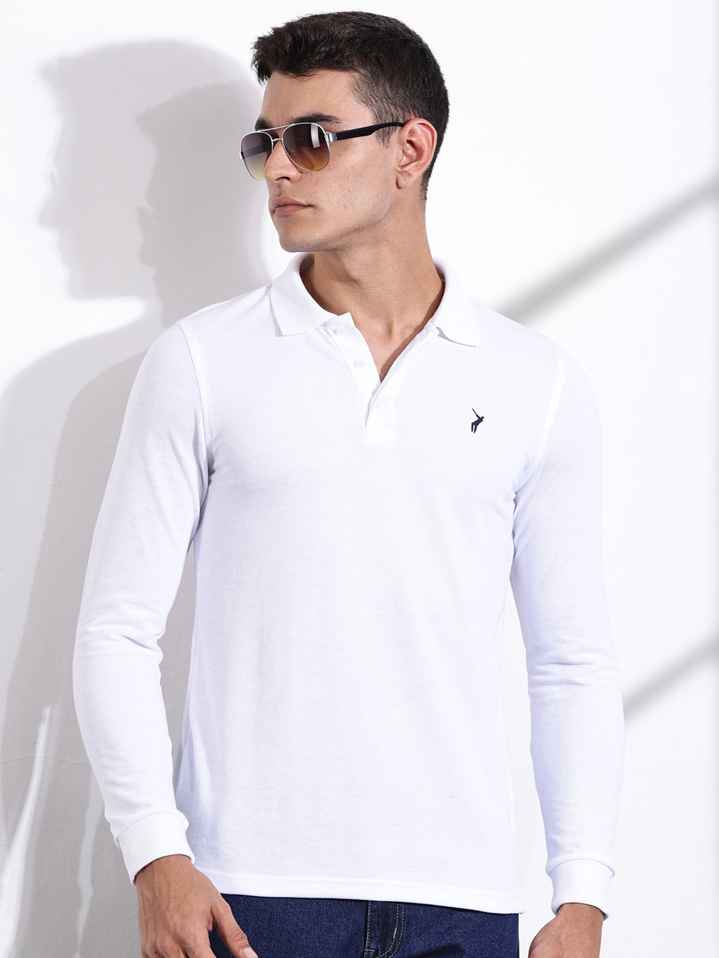 Thomas Scott Men White Solid Polo Collar T-shirt