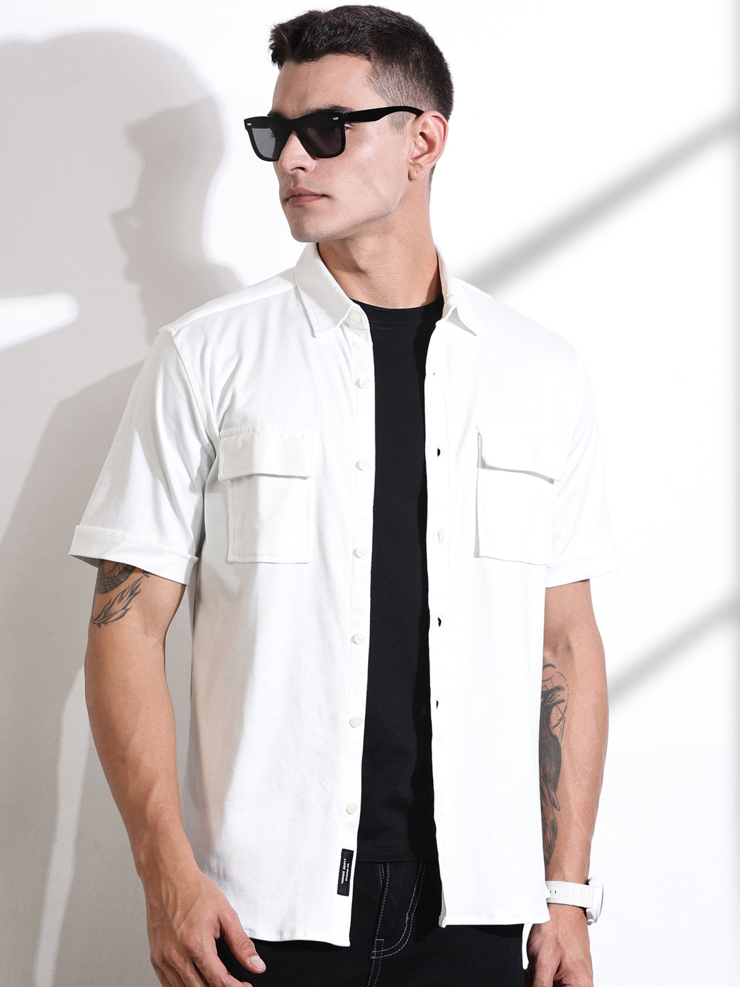 Thomas Scott Men White Slim Fit Solid Casual Shirt