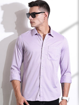 Purple Slim Fit Solid Casual Shirt