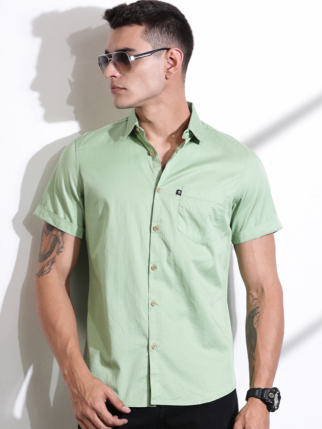 Thomas Scott Men Pista Slim Fit Solid Cotton Casual Shirt