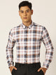 Thomas Scott Men White Slim Fit Windowpane Checked Cotton Formal Shirt