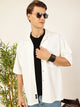 White Oversized Textured Twill Casual Shirt