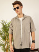 LightGrey Oversized Textured Twill Casual Shirt