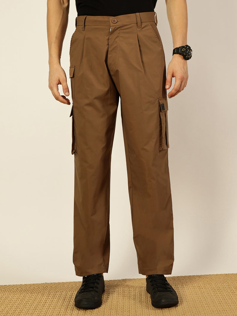 Thomas Scott Men Smart Loose Fit Easy Wash Pleated Cargo Trousers