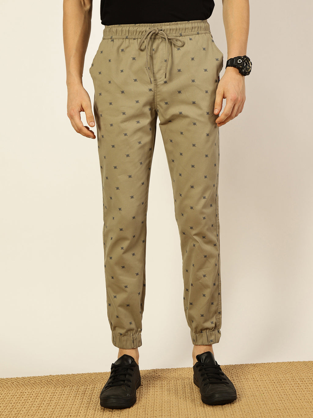 Thomas Scott Men Printed Smart Slim Fit Easy Wash Joggers Trousers