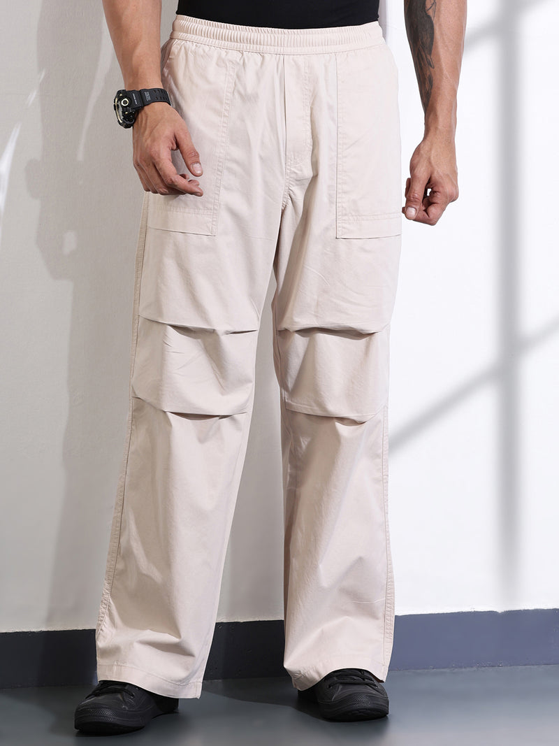 Thomas Scott Men Fawn Relaxed Fit Woven Cargo Trousers