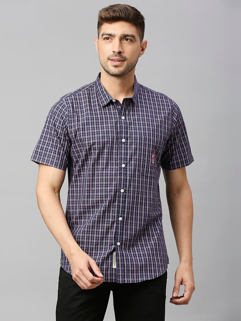 Thomas Scott Men Classic Slim Fit Checked Pure Cotton Casual Shirt