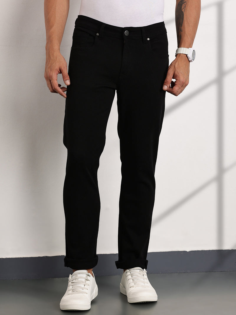 Thomas Scott Men Black Mid-Rise Slim Fit Stretchable Jeans