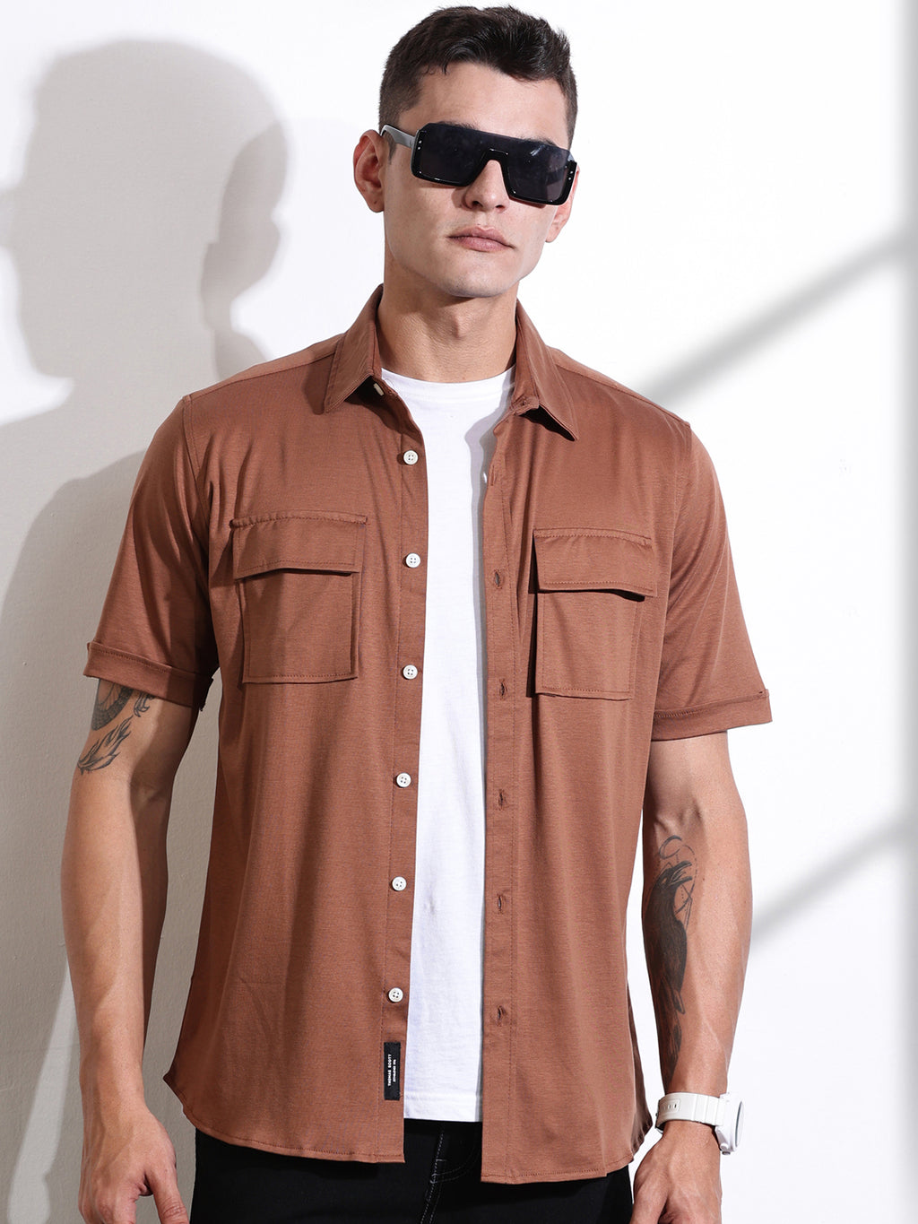 Thomas Scott Men Brown Slim Fit Solid Casual Shirt