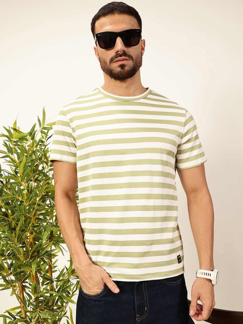 Thomas Scott Men Green Regular Fit Short Sleeves Round Neck Knitted T-shirt