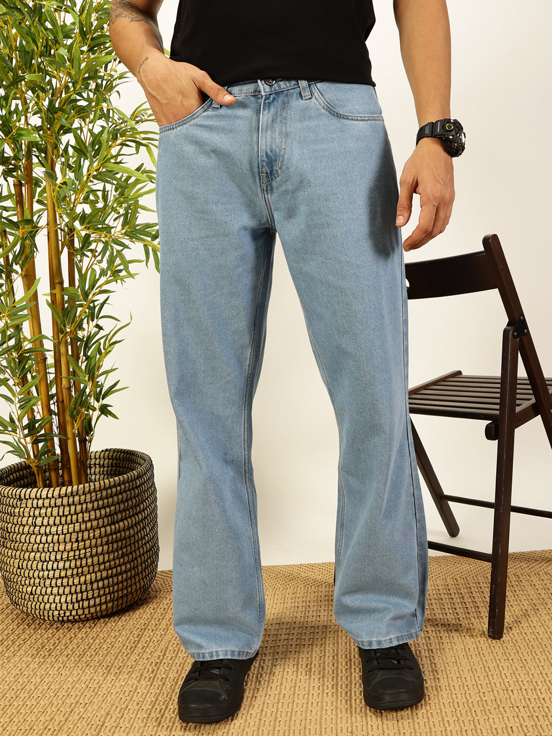 Thomas Scott Men Smart Relaxed Fit Baggy Jeans