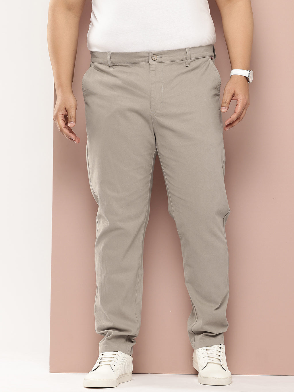 Thomas Scott Men Plus Size Smart Easy Wash Pure Cotton Chinos Trousers