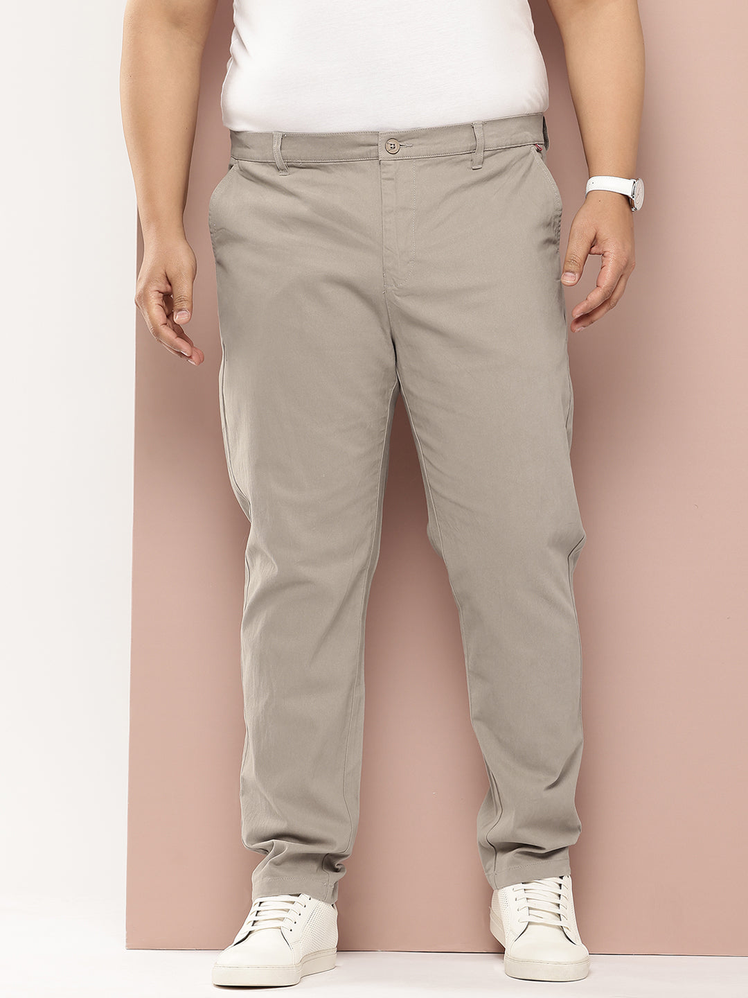 Thomas Scott Men Plus Size Smart Easy Wash Pure Cotton Chinos Trousers