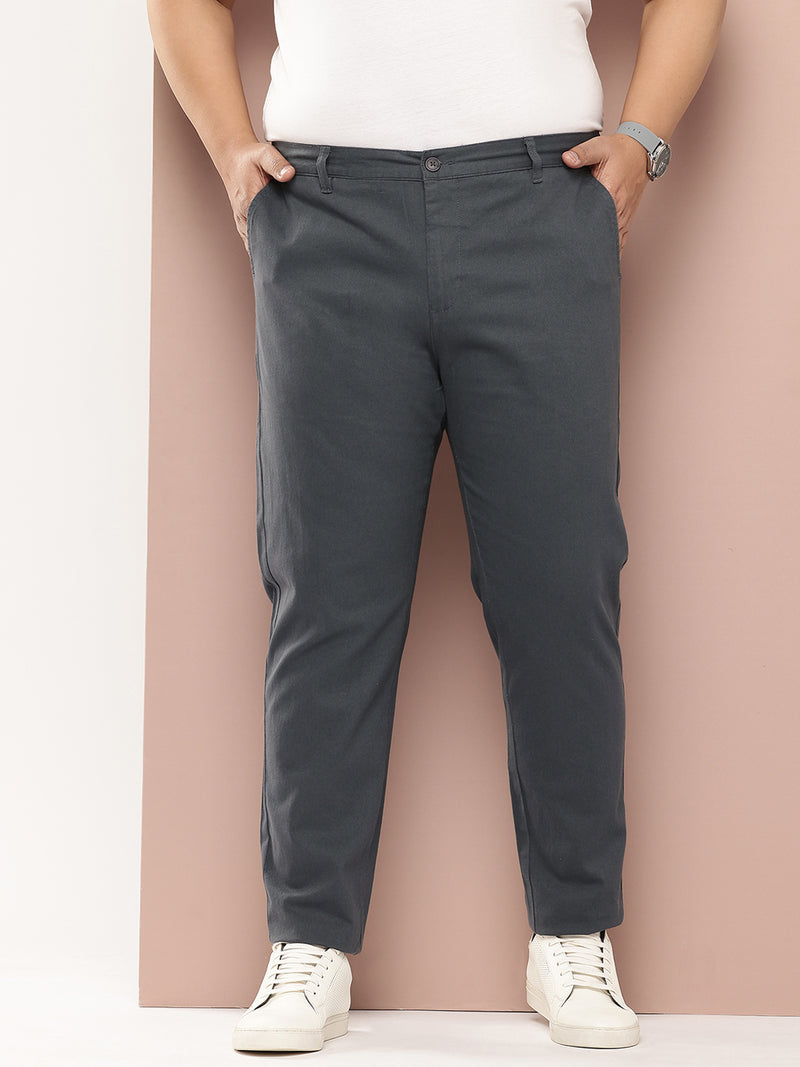 Thomas Scott Men Steel Plus Size Smart Easy Wash Pure Cotton Chinos Trousers