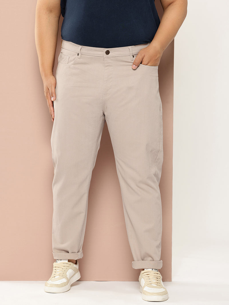 Thomas Scott Men DarkGrey Plus Size Regular fit Mid-rise Cotton Woven Chino Trouser