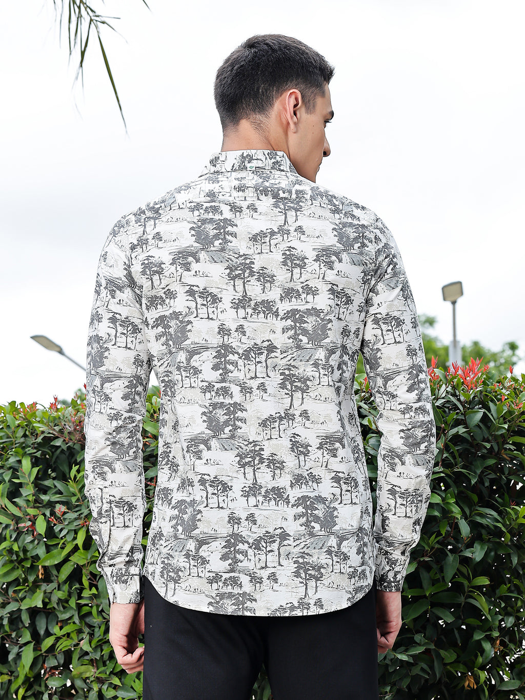 Thomas Scott Men Grey Regular Fit Long Sleeves Floral Printed Pure Cotton Casual Shirt