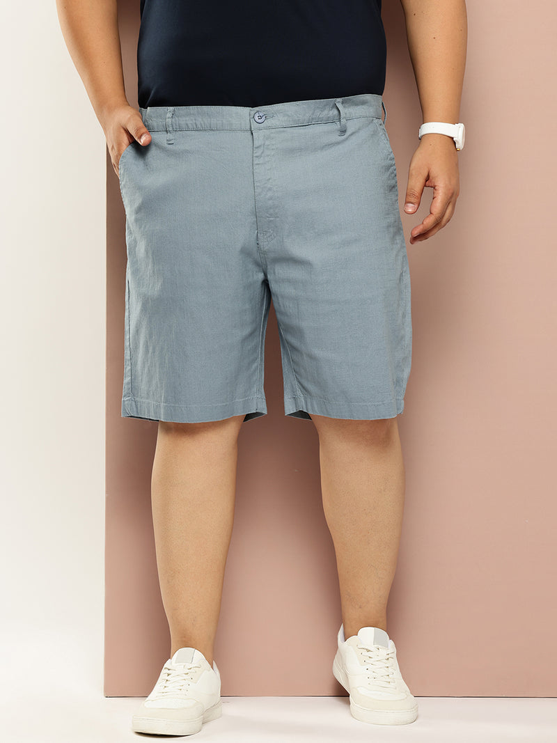 Thomas Scott Men MidBlue Plus Size Mid-Rise Regular Fit Woven Chinos Shorts