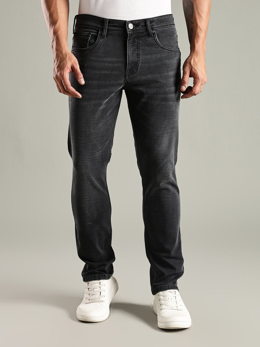 Thomas Scott Men Black Mid-Rise Slim Fit Stretchable Jeans