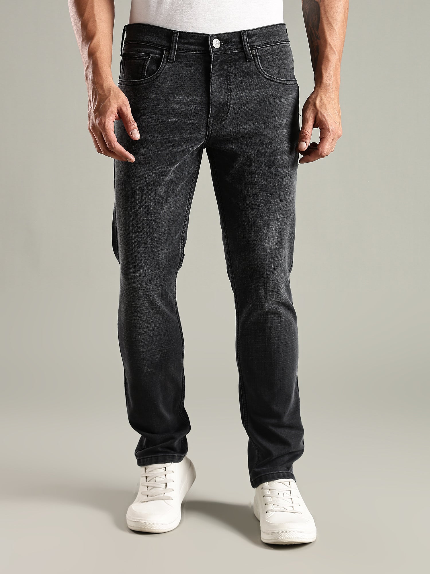 Thomas Scott Men Black Mid-Rise Slim Fit Stretchable Jeans