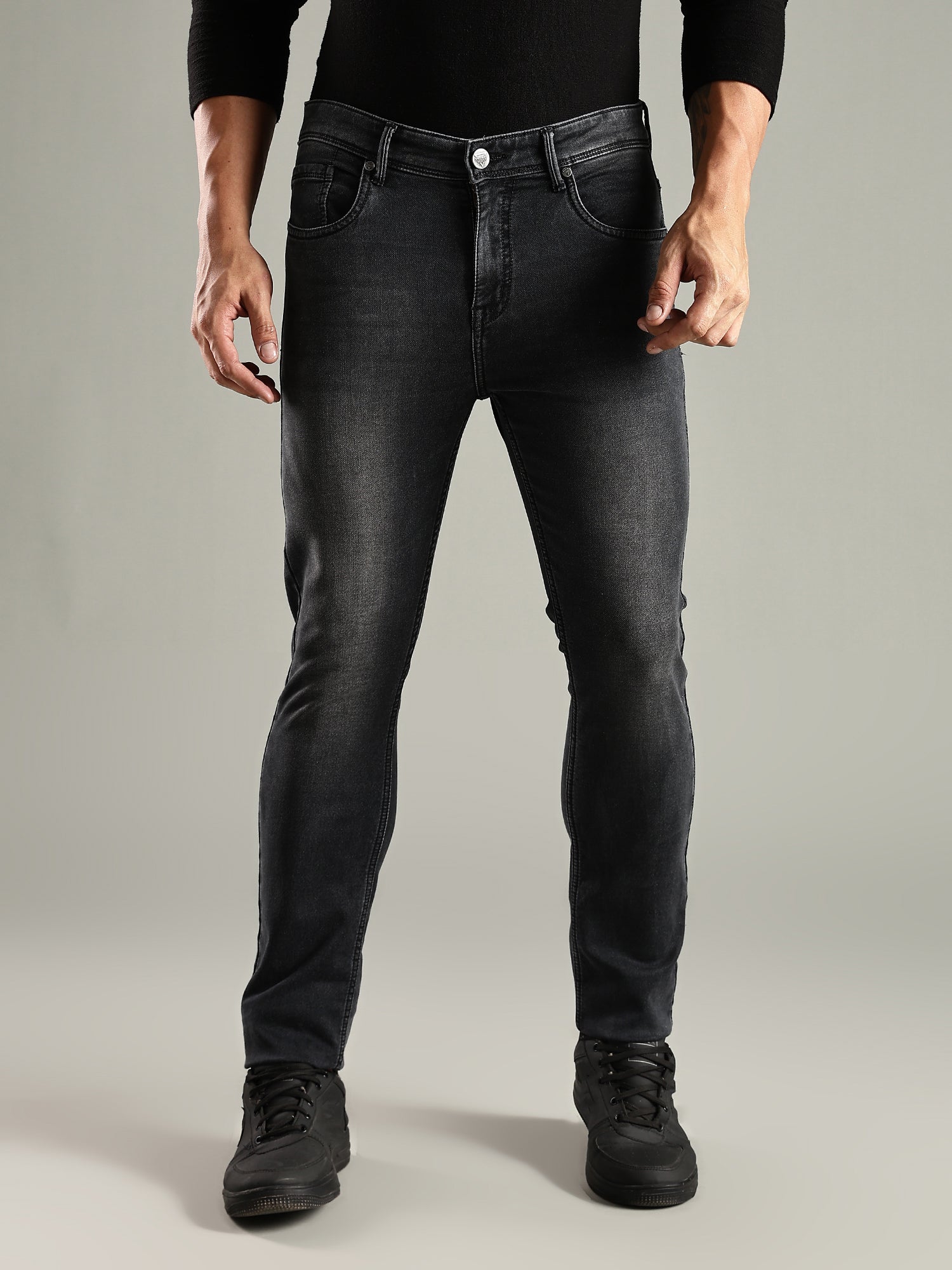 Thomas Scott Men Black Mid-Rise Straight Fit Stretchable Jeans
