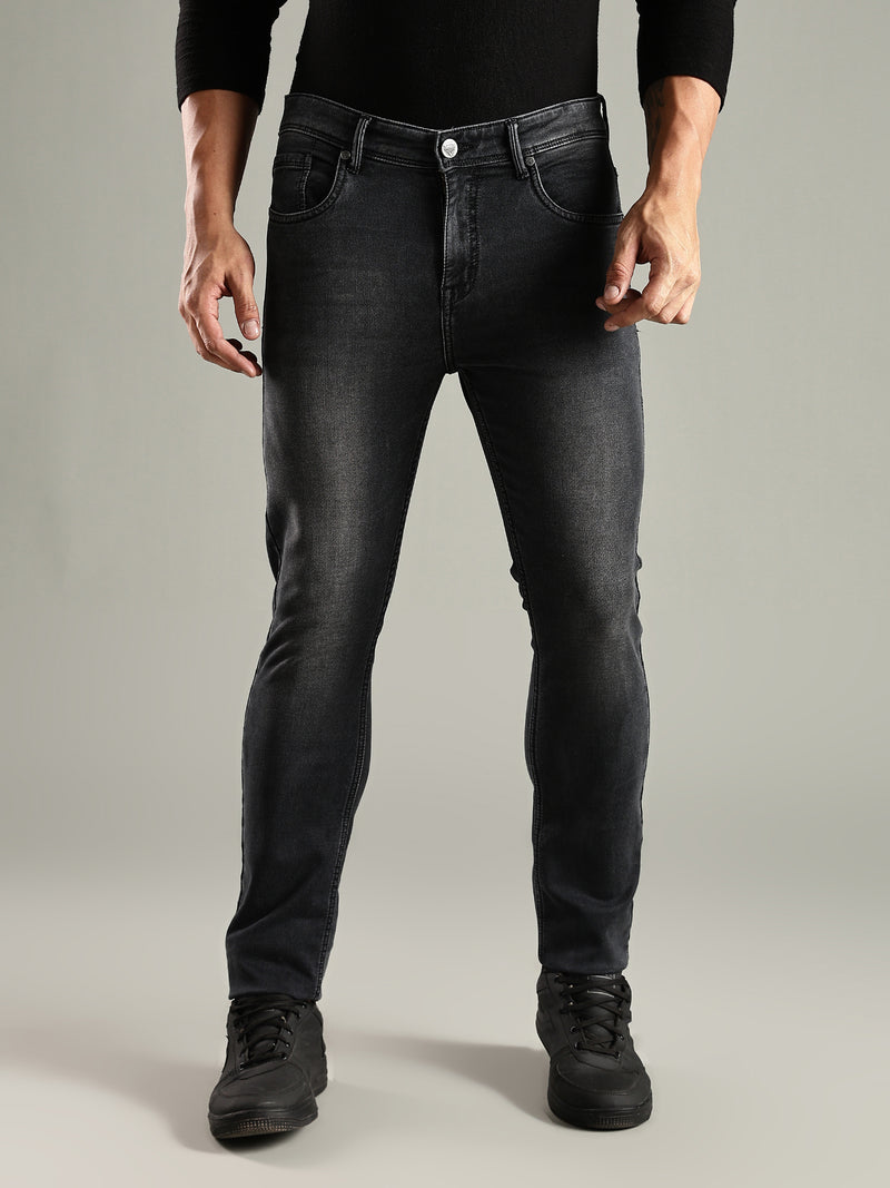 Thomas Scott Men Black Mid-Rise Straight Fit Stretchable Jeans
