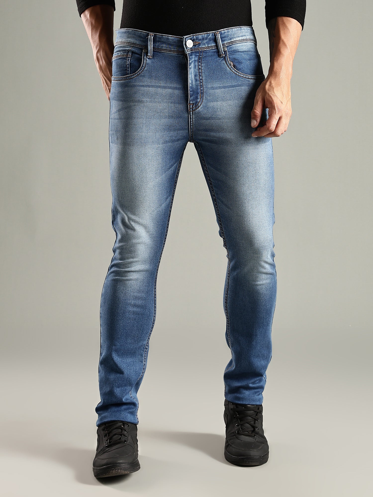Thomas Scott Men Indigo Mid-Rise Straight Fit Stretchable Jeans