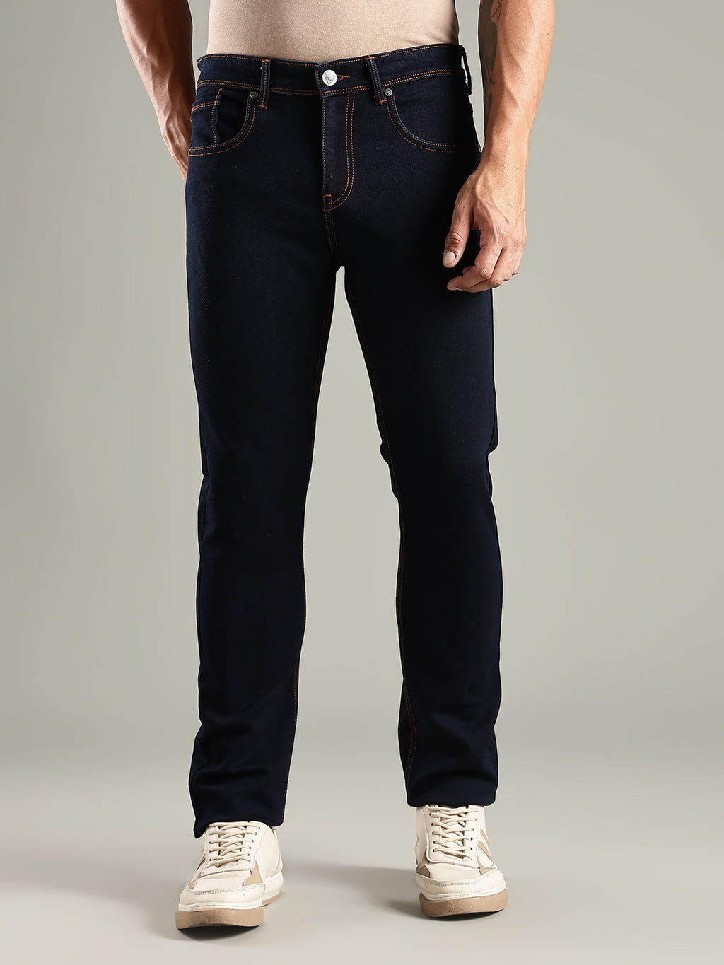 Thomas Scott Men Indigo Mid-Rise Straight Fit Stretchable Jeans
