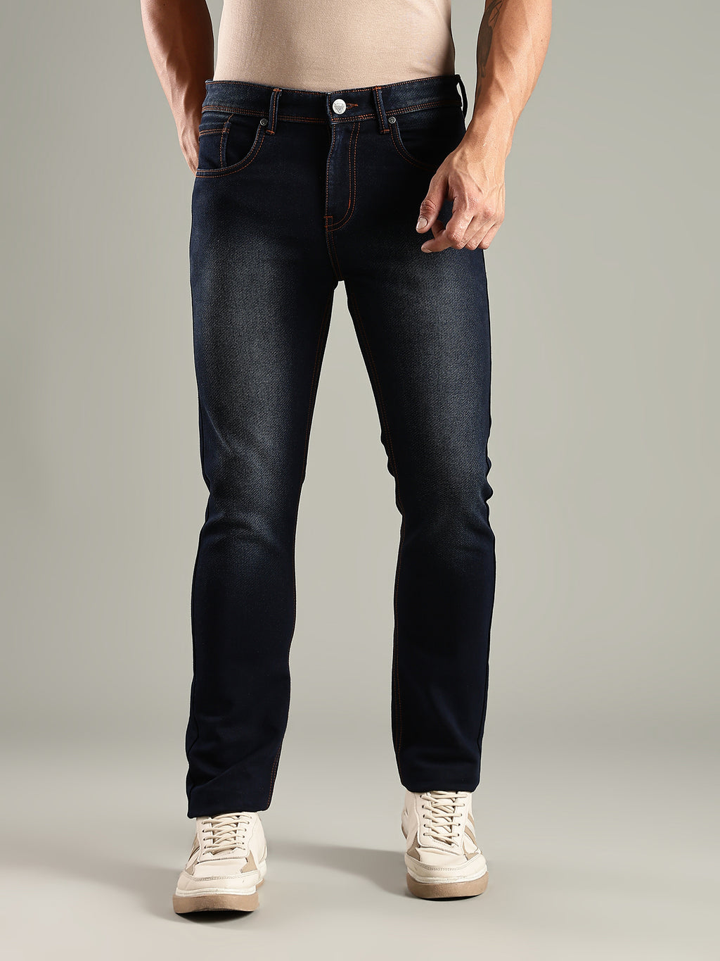 Thomas Scott Men Indigo Mid-Rise Straight Fit Stretchable Jeans