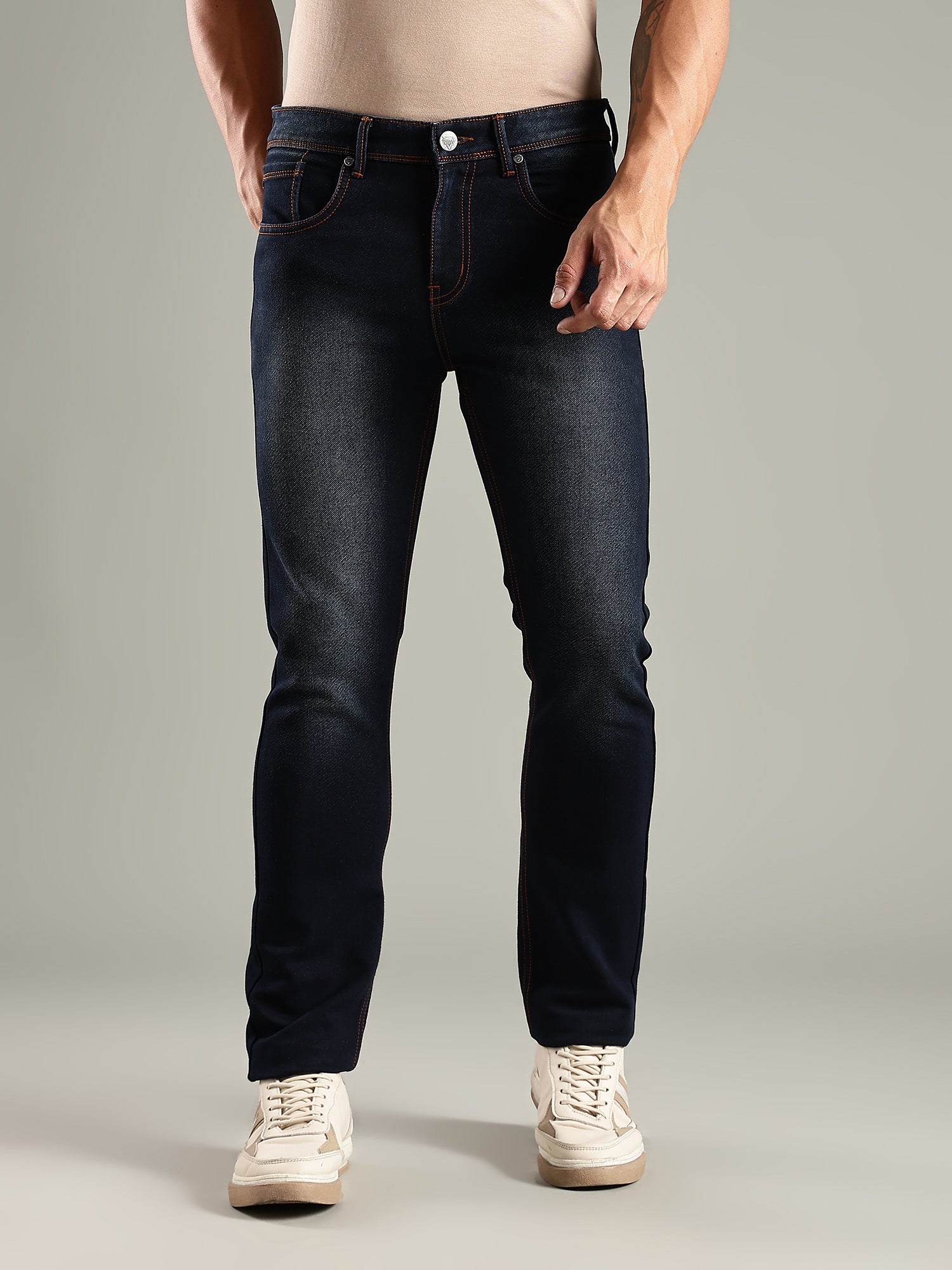 Thomas Scott Men Indigo Mid-Rise Straight Fit Stretchable Jeans