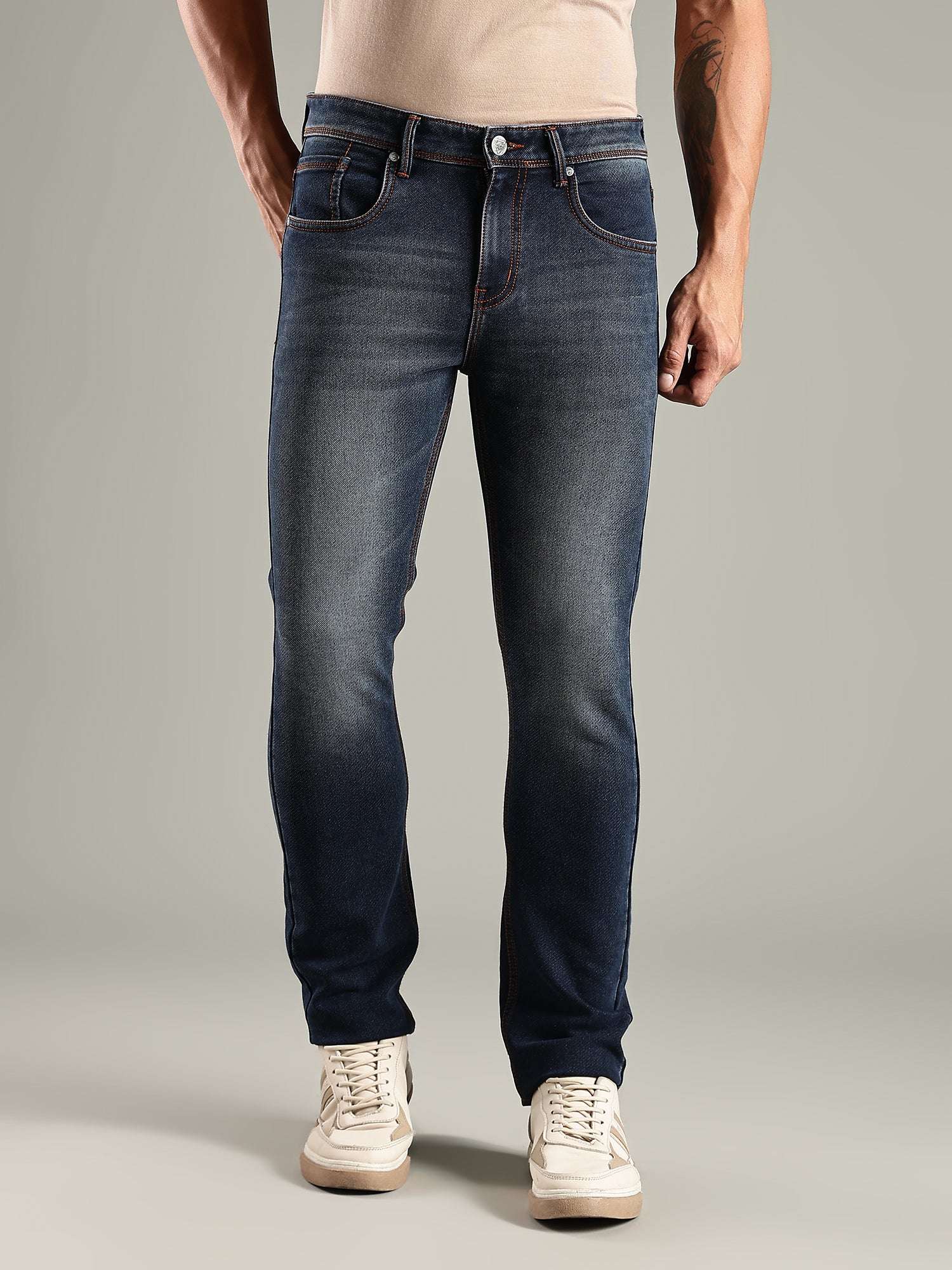 Thomas Scott Men Indigo Mid-Rise Straight Fit Stretchable Jeans