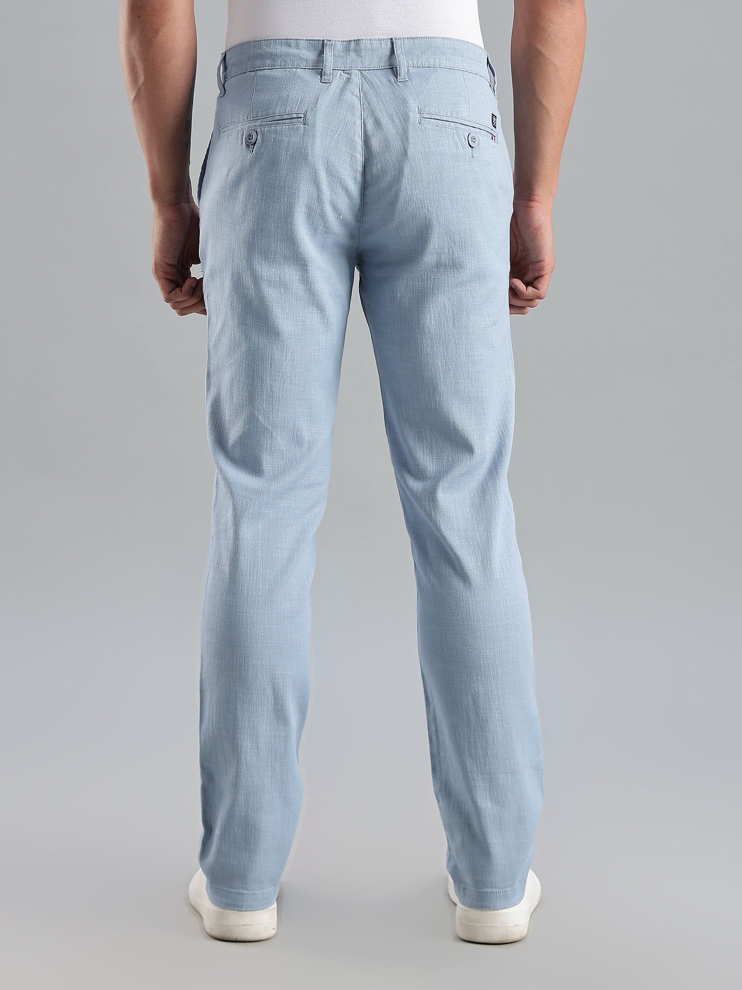 Thomas Scott Men Light Blue Mid-Rise Regular Fit Trouser