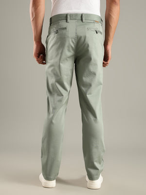 Thomas Scott Men Olive Straight Fit Mid-Rise Solid Chinos Trouser