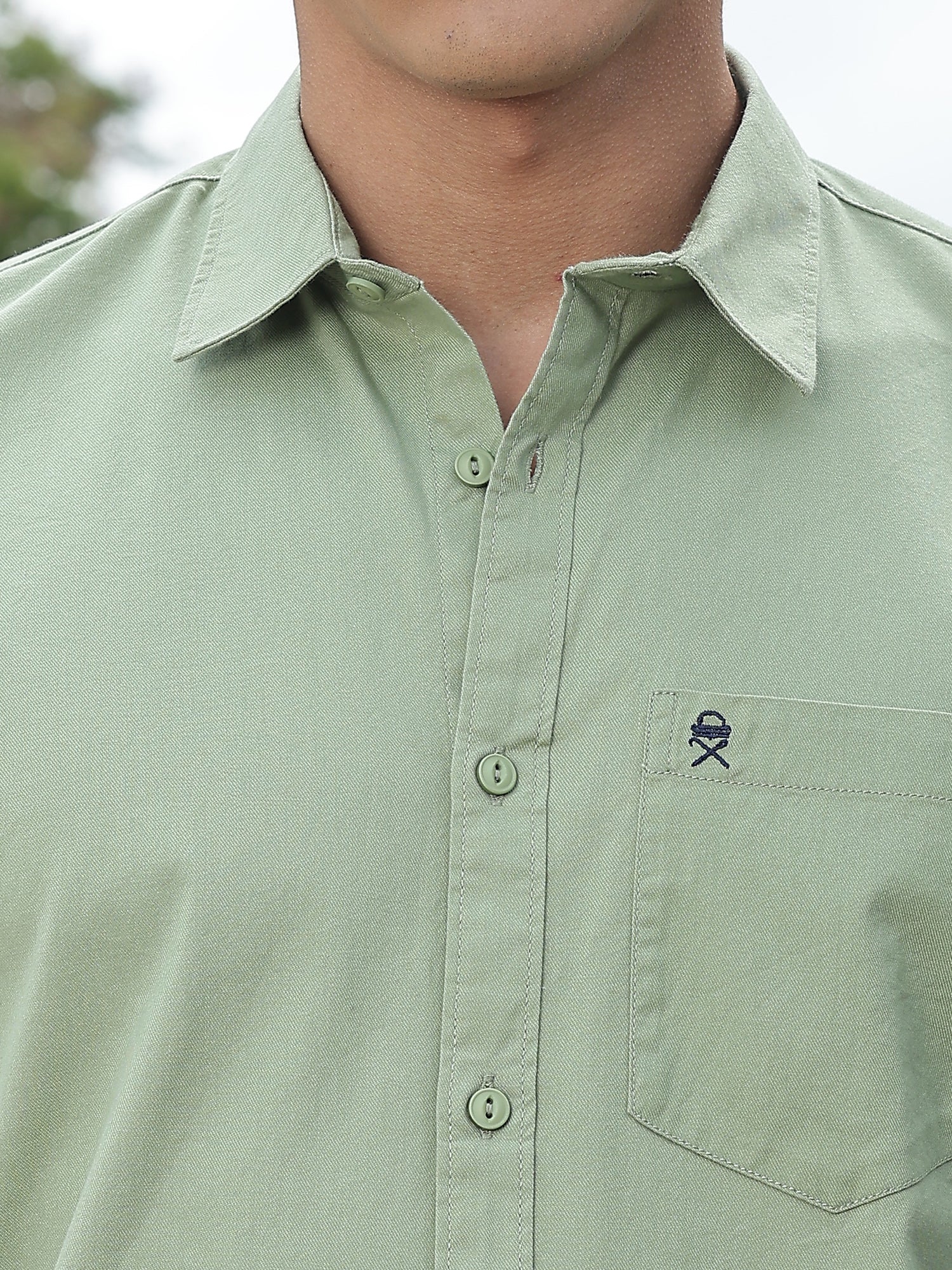 Thomas Scott Men Pista Slim Fit Long Sleeves Spread Collar Solid Cotton Casual Shirt